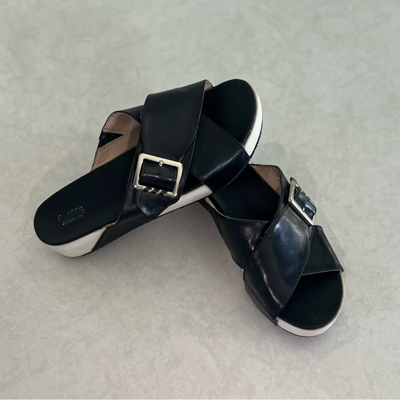 Dr. Scholl's Original Collection Black and White Platform Sandal, Size 11 - Picture 3 of 9